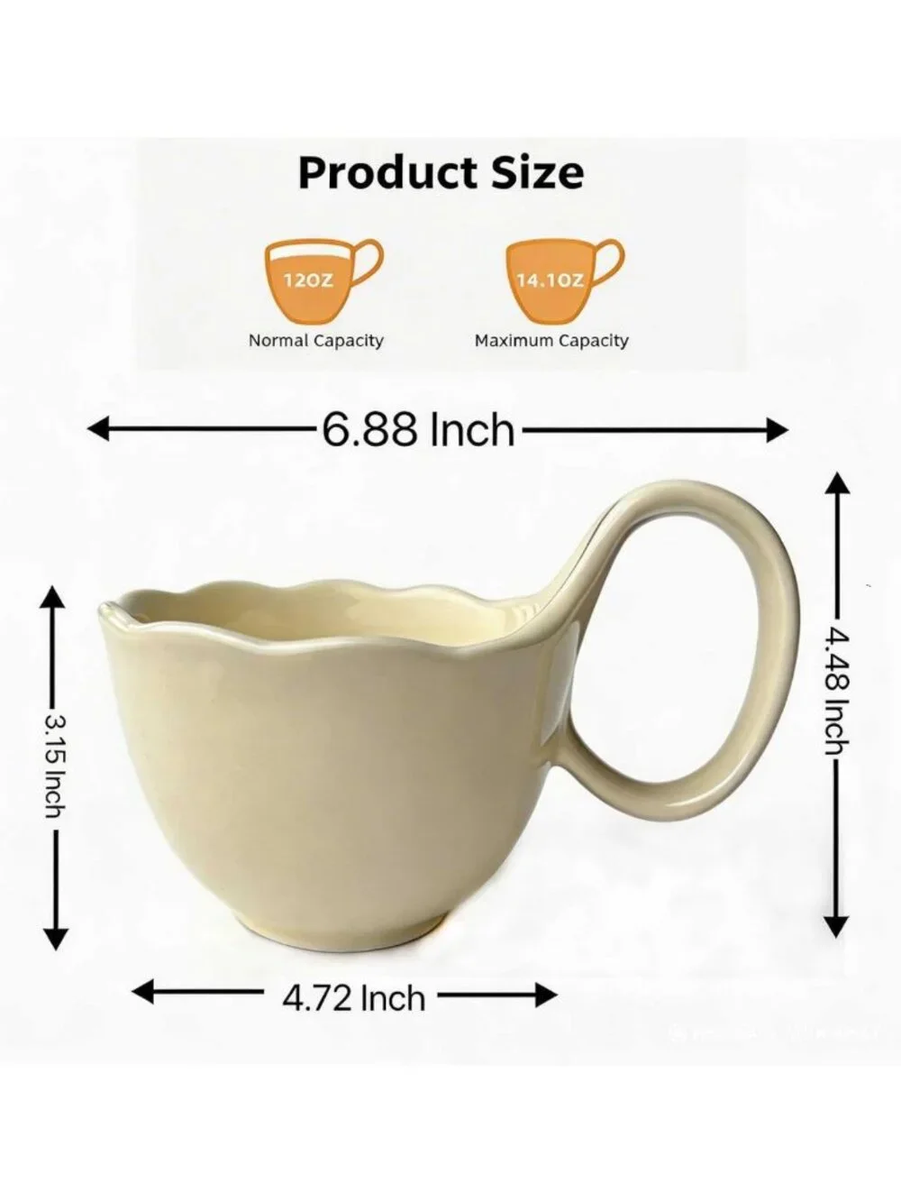 Stylish 14oz Ceramic Soup Bowls with Handles - Perfect for Oatmeal, Chili & Ice
